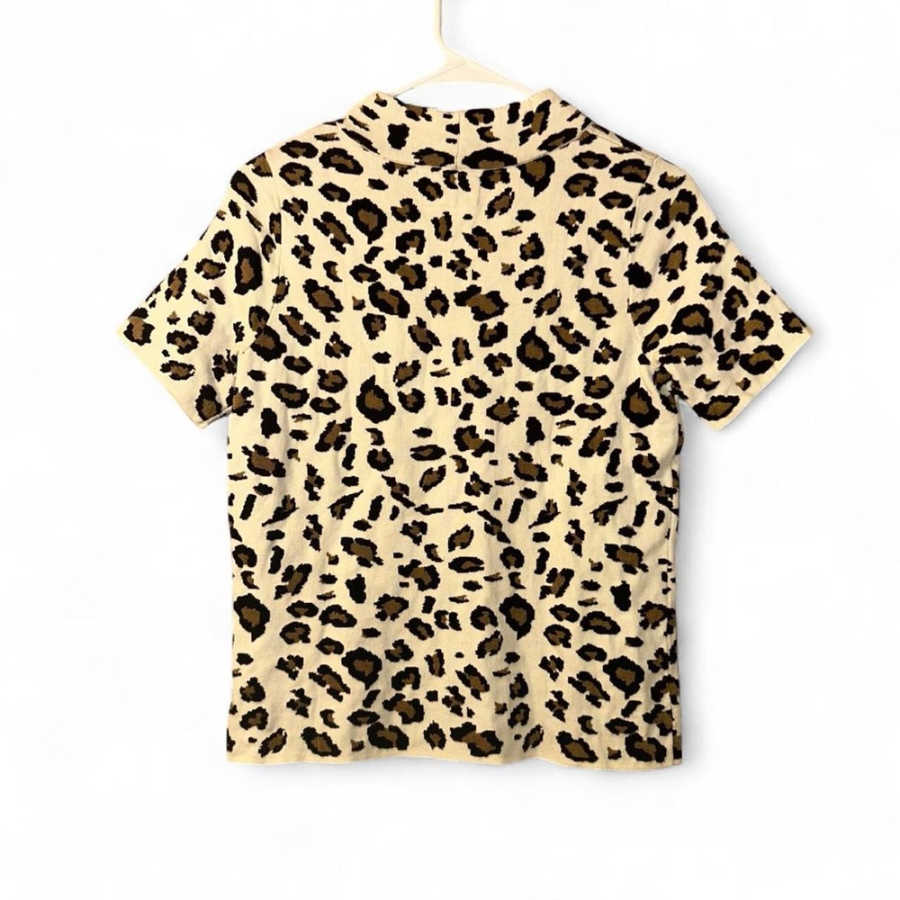 Anthropologie White and Brown Leopard Print Tee - Picture 3 of 7